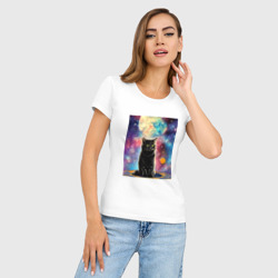 Женская футболка хлопок Slim Космо-котик - фото 2