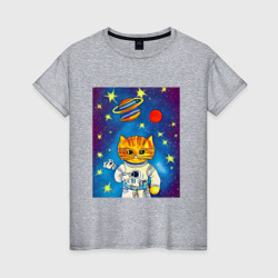 Женская футболка хлопок Абстрактный космический кот