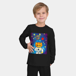 Детская пижама с лонгсливом хлопок Абстрактный космический кот - фото 2