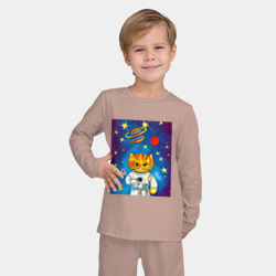 Детская пижама с лонгсливом хлопок Абстрактный космический кот - фото 2