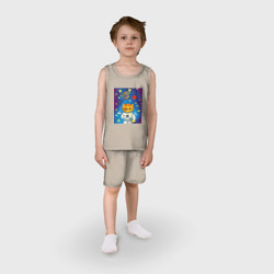 Детская пижама с шортами хлопок Абстрактный космический кот - фото 2