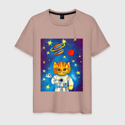 Абстрактный космический кот – Футболка из хлопка с принтом купить со скидкой в -20%