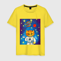 Абстрактный космический кот – Мужская футболка хлопок с принтом купить со скидкой в -20%
