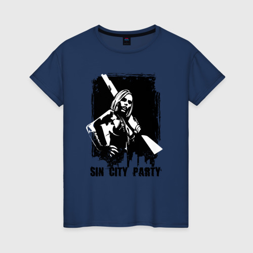 Женская футболка хлопок с принтом Девушка с ружьём, вид спереди #2