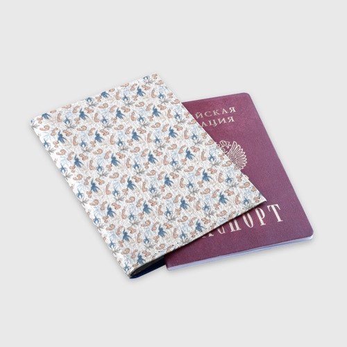 Обложка для паспорта матовая кожа Пенис и растения, цвет синий - фото 3