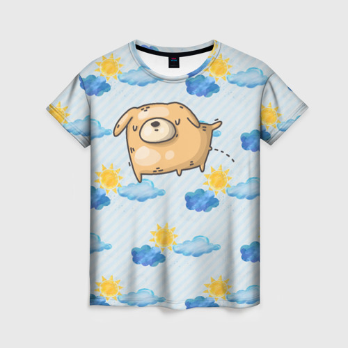 Женская футболка 3D с принтом Писающая  собачка, вид спереди #2