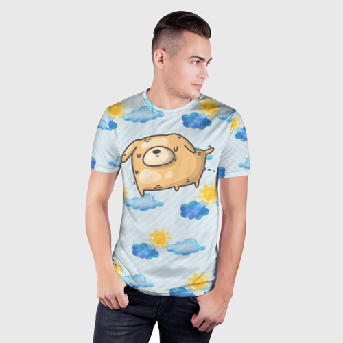 Мужская футболка 3D Slim с принтом Писающая  собачка, фото на моделе #1