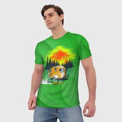 Мужская футболка 3D Домик на колесах - фото 2