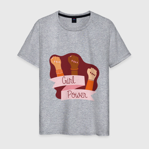 Мужская футболка хлопок Girl - Power, цвет меланж