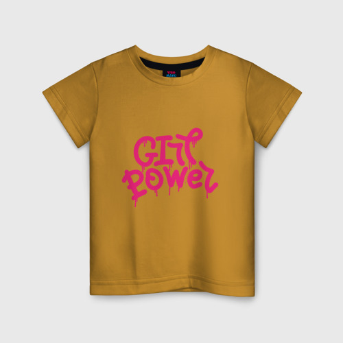 Детская футболка хлопок с принтом Сила девчонок, вид спереди #2