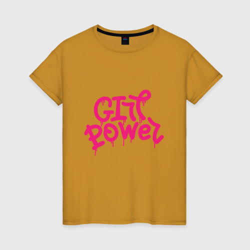 Женская футболка хлопок с принтом Сила девчонок, вид спереди #2