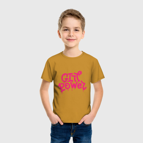 Детская футболка хлопок с принтом Сила девчонок, фото на моделе #1