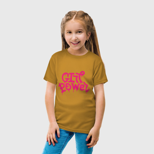 Детская футболка хлопок с принтом Сила девчонок, вид сбоку #3
