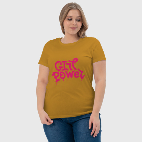 Женская футболка хлопок с принтом Сила девчонок, фото #4