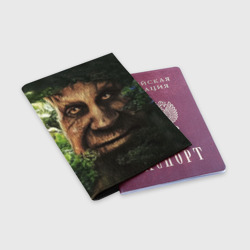 Обложка для паспорта матовая кожа Мудрое дерево с лицом мем - фото 2