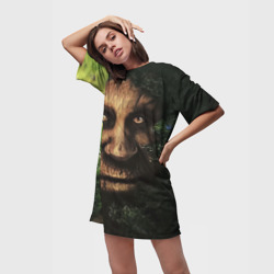 Платье-футболка 3D Мудрое дерево с лицом мем - фото 2