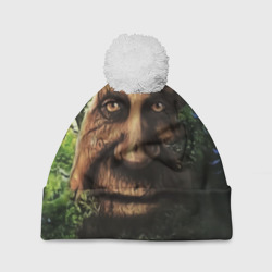 Шапка 3D c помпоном Мудрое дерево с лицом мем
