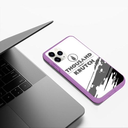 Чехол для iPhone 11 Pro Max матовый Thousand Foot Krutch логотип, цвет фиолетовый - фото 5