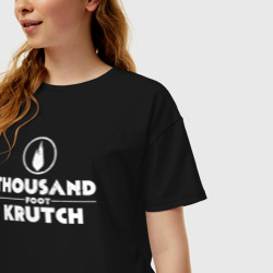 Женская футболка хлопок Oversize Thousand Foot Krutch белое лого - фото 2