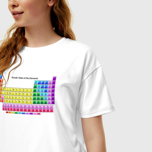 Женская футболка хлопок Oversize с принтом Химическая таблица Менделеева, фото на моделе #1