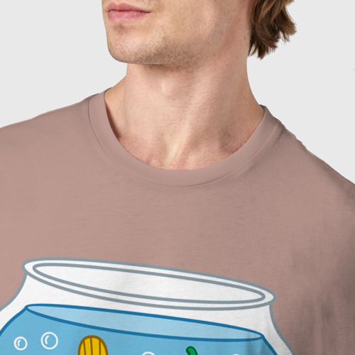 Мужская футболка хлопок с принтом Аквариум и рыбка, фото #4