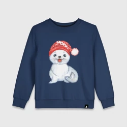 Детский свитшот хлопок Новогодний тюлень