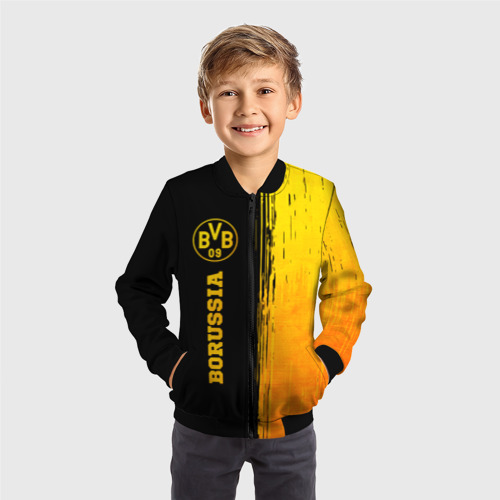 Детский бомбер 3D Borussia - gold gradient: по-вертикали, цвет черный - фото 4