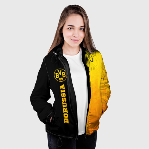 Женская куртка 3D Borussia - gold gradient: по-вертикали, цвет черный - фото 4
