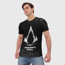 Мужская футболка 3D Assassin's Creed с потертостями на темном фоне - фото 2