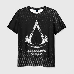 Мужская футболка 3D Assassin's Creed с потертостями на темном фоне