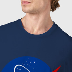 Футболка с принтом Дима НАСА для мужчины, вид на модели спереди №4. Цвет основы: темно-синий