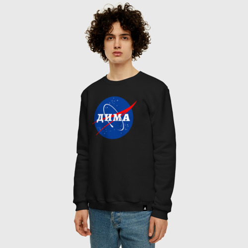 Мужской свитшот хлопок Дима НАСА, цвет черный - фото 3
