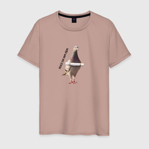 Мужская футболка хлопок Peace da vam vsem, цвет пыльно-розовый
