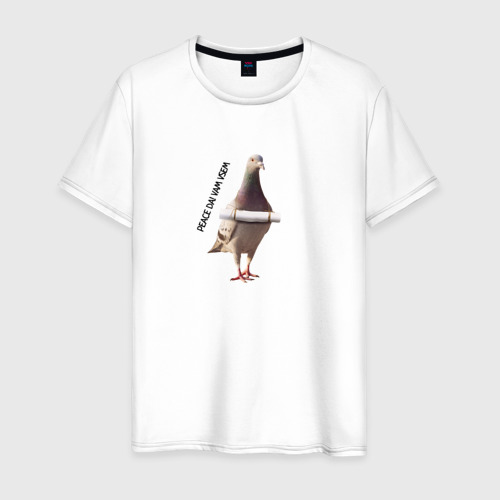 Мужская футболка из хлопка с принтом Peace da vam vsem, вид спереди №1