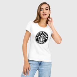 Женская футболка хлопок Slim Мама любит кофе Старбакс - фото 2