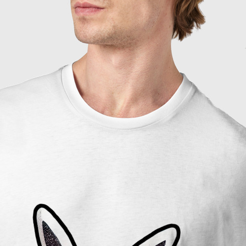 Мужская футболка хлопок Снежный кролик, цвет белый - фото 6