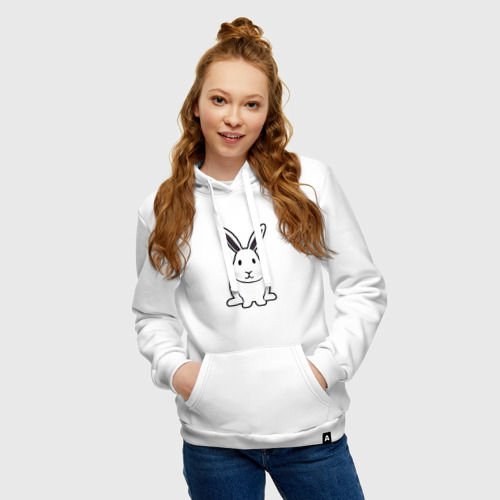 Женская толстовка хлопок Снежный кролик, цвет белый - фото 3