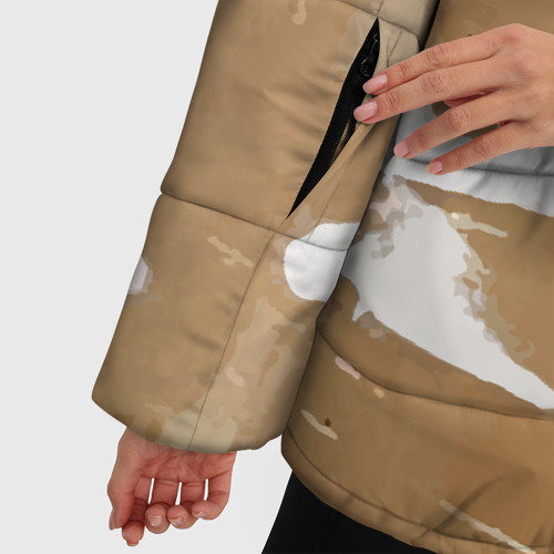 Женская зимняя куртка 3D с принтом Стрелка вверх на рваном картоне - авангард, фото #4