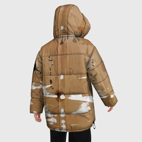 Женская зимняя куртка 3D с принтом Стрелка вверх на рваном картоне - авангард, вид сзади #2