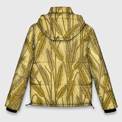 Мужская зимняя куртка 3D с принтом Винтажные колоски пшеницы, вид сзади #1