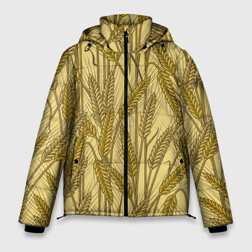 Мужская зимняя куртка 3D с принтом Винтажные колоски пшеницы, вид спереди #2