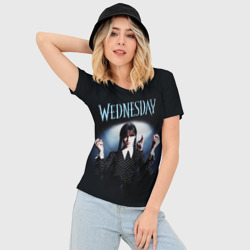 Женская футболка 3D Slim Уэнсдей и Вещь - фото 2