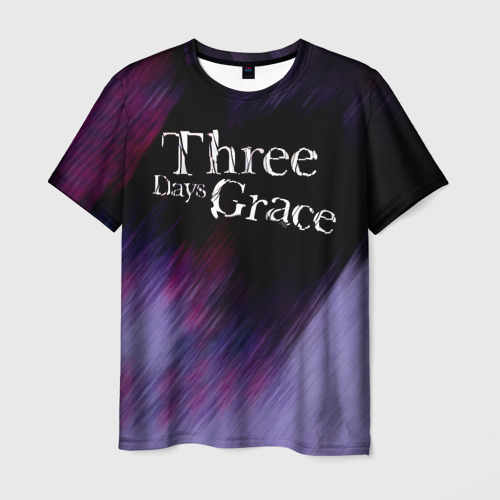 Мужская футболка с принтом Three Days Grace lilac, вид спереди №1