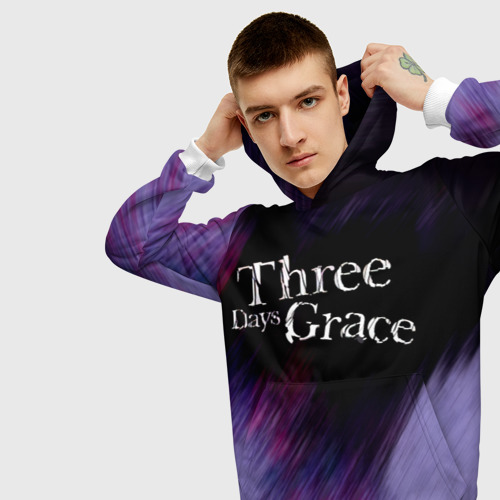 Мужская толстовка 3D с принтом Three Days Grace lilac, вид сбоку #3