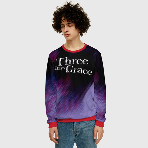 Мужской свитшот 3D Three Days Grace lilac, цвет красный - фото 3