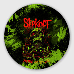 Круглый коврик для мышки Slipknot green череп