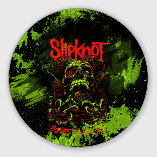 Круглый коврик для мышки Slipknot green череп