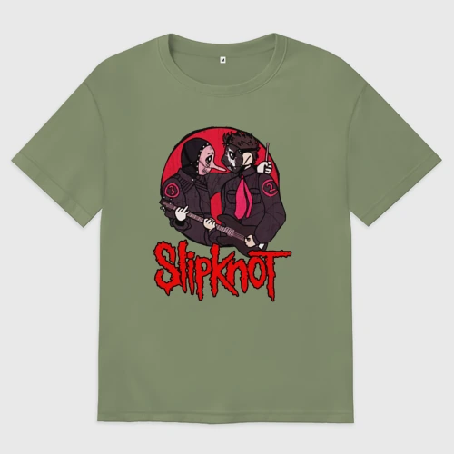 Мужская футболка хлопок Oversize Slipknot rock
