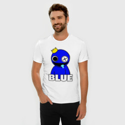 Мужская футболка хлопок Slim Радужные друзья улыбчивый Синий - фото 2
