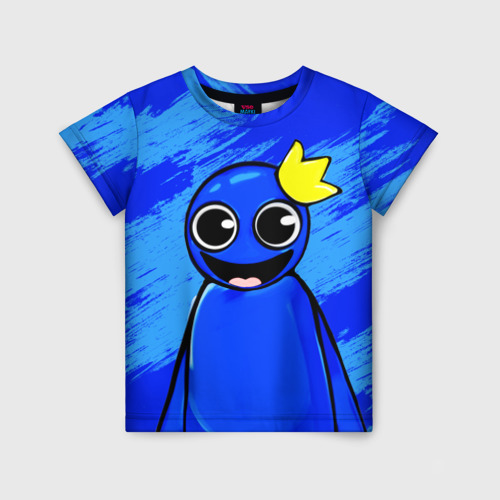 Детская футболка с принтом Радужные друзья: веселый Синий, вид спереди №1
